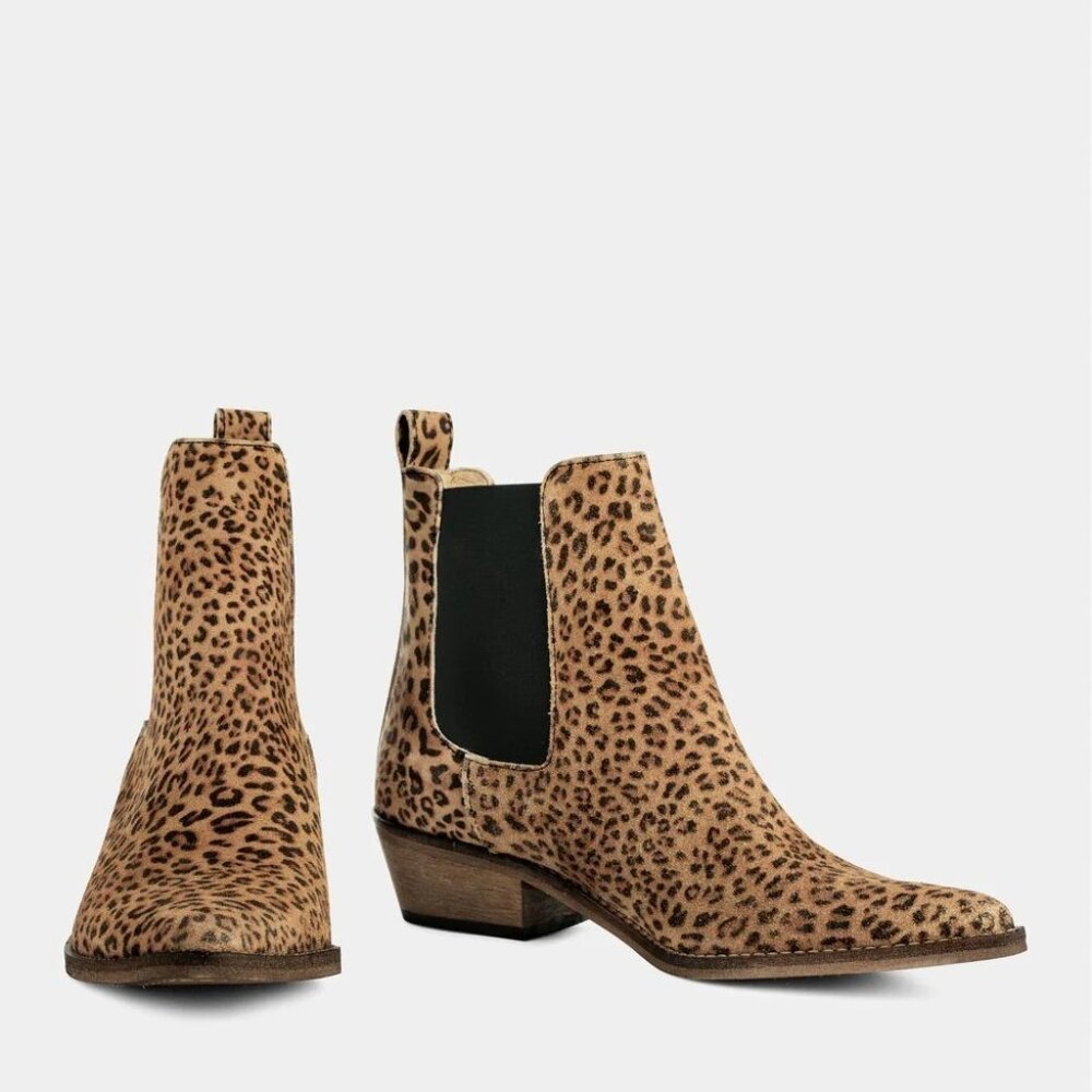 IVYLEE COPENHAGEN Stella Printed Bootie Split - Leopard Beige NWT Size 39